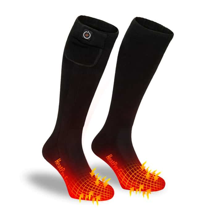 Chaussettes chauffantes électriques à batterie rechargeable botte pieds  plus chaud hiver extérieur - noir